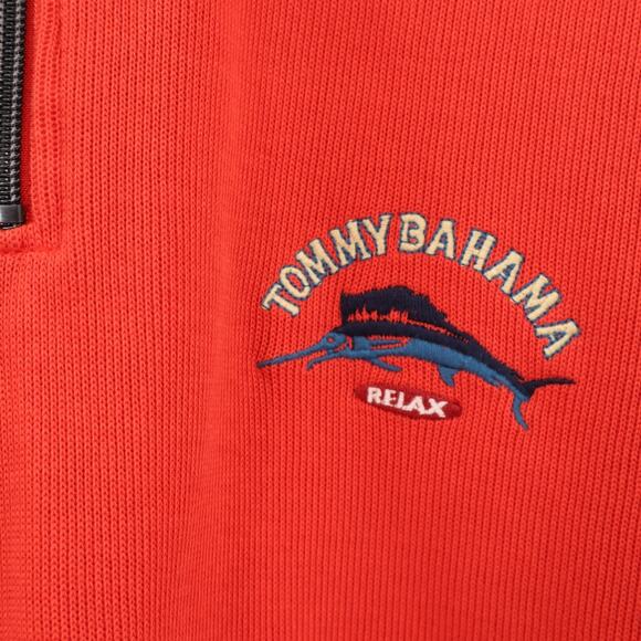 Tommy Bahama Relax Men's 1/4 Zip Pull Over Long Sleeve Orange Sz L - Picture 4 of 8